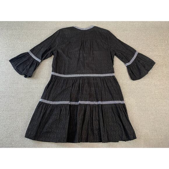 Tommy Bahama Dress Embroidered Bell Sleeve Boho Coastal Mini Size Medium - Picture 4 of 10